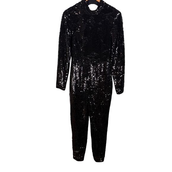 NBD Women's Black Sequin Long Sleeve Jumpsuit Small - Picture 2 of 4